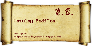 Matulay Beáta névjegykártya